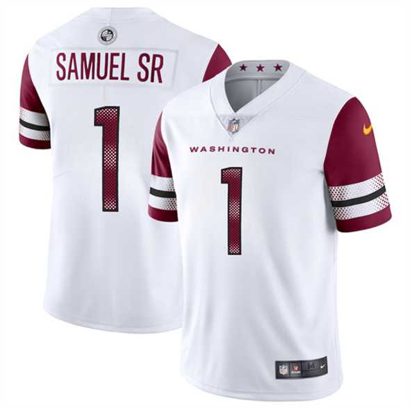 Men & Women & Youth Washington Commanders #1 Deebo Samuel Sr White 2025 Vapor Limited Stitched Jersey